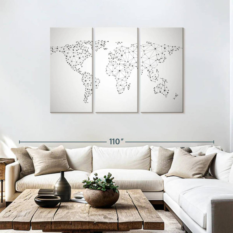 Aliaz Network World Map, 48" H x 74" W