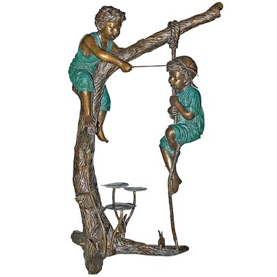 Frolicking Fisherman Two Boys on a Tree Cast Bronze Garden Statue -  Design Toscano, PN6715
