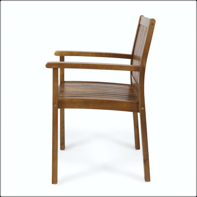 Chaise de salle à manger à lattes en bois d'acacia au design rustique (ensemble de 2)