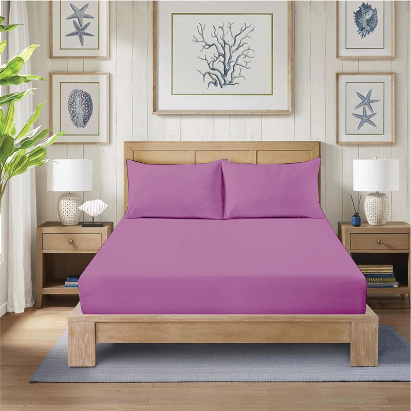Ewoud Super Soft Microfiber Fitted Sheet – 25cm Deep Pocket, Brushed Finish, Lilac, Kingsize (5')