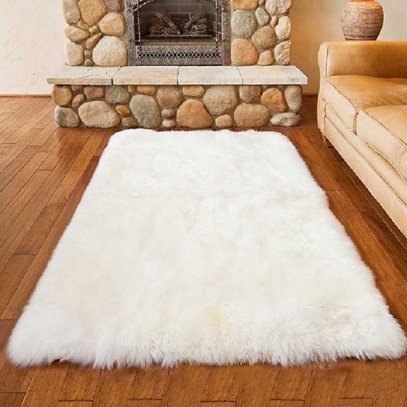 Eversole Handmade Shag Retangular White Rug, Rectangle 60 x 90cm
