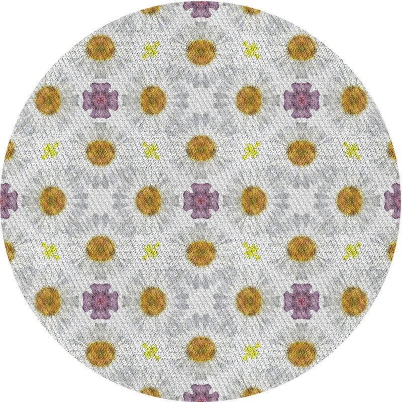 Tapis gris/brun tissé à la machine, Rond 7 pi
