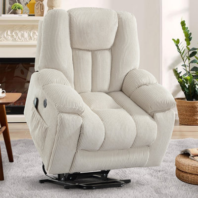 Microfiber/Microsuede and Wood Frame Power Lift Recliner with Heated Massage 