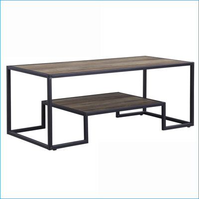 Chêne rustique & amp; Table basse industrielle noire avec structure en métal, tablette peu encombrante Assemblage facile