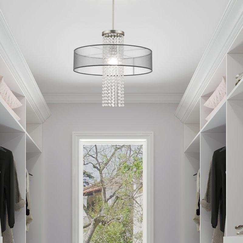 Luminaire suspendu cylindrique à 1 lumière Haney, Noir translucide
