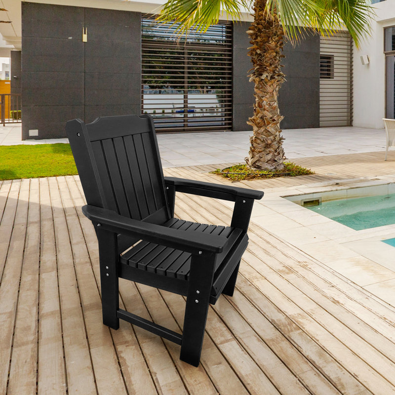 Chaise de patio en PEHD Winston Porter avec quincaillerie en acier inoxydable 18/8, 600 lb (noir de carbone)