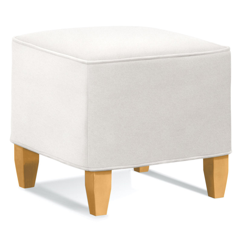 Brooklyn Square Ottoman, Elite Ivory 100% Polyester, Nickel