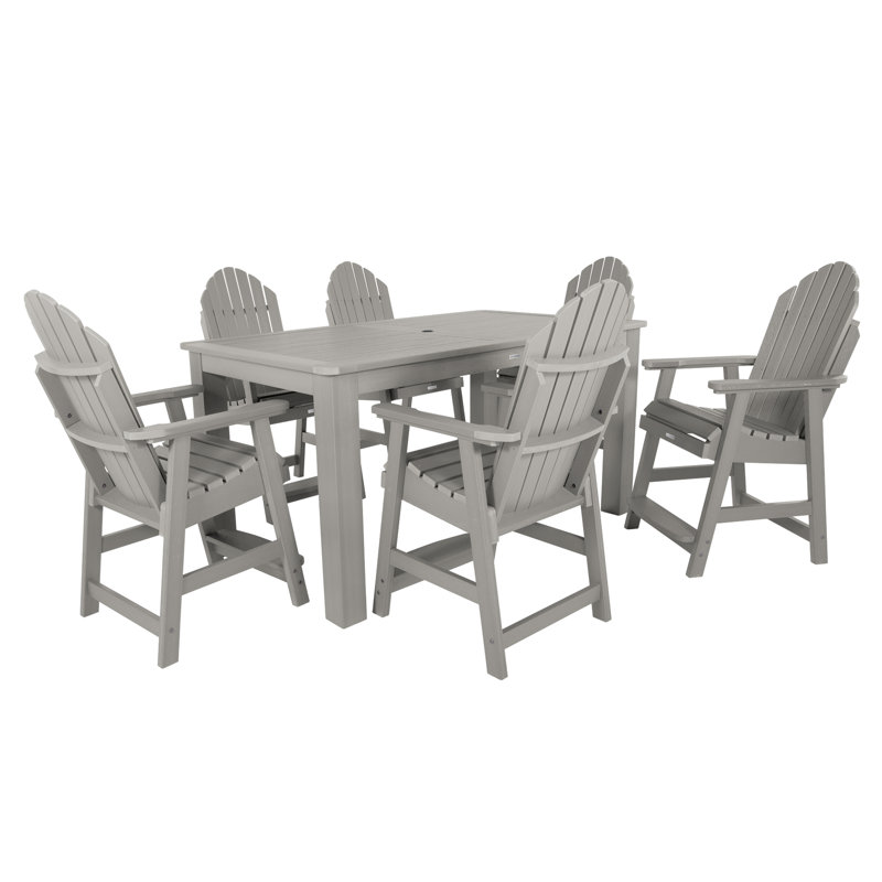 Macias 6 - Person Patio Dining Set with Rectangular Table, Harbor Gray, 36" H x 42" W x 72" L 