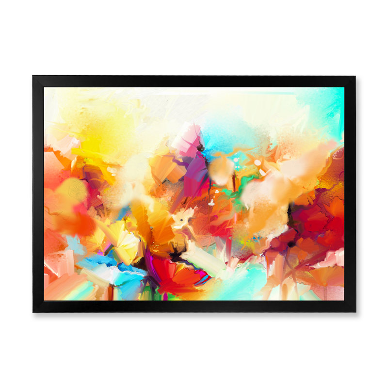 Abstrait pinceau printanier, bouquet de fleurs de printemps - œuvre d'art traditionnelle sur toile