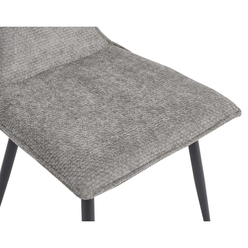 4-piece Grey Fabric Dining Chair Set With Black Metal Leg For Modern Kitchen, Dining Room, Living Room