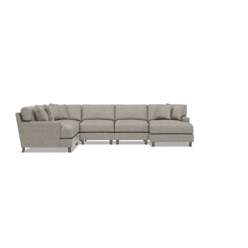 Mila 6-Piece Fabric Sectional, Right Hand Facing, 33.5" H x 137" W x 107" D, Beige Polyester