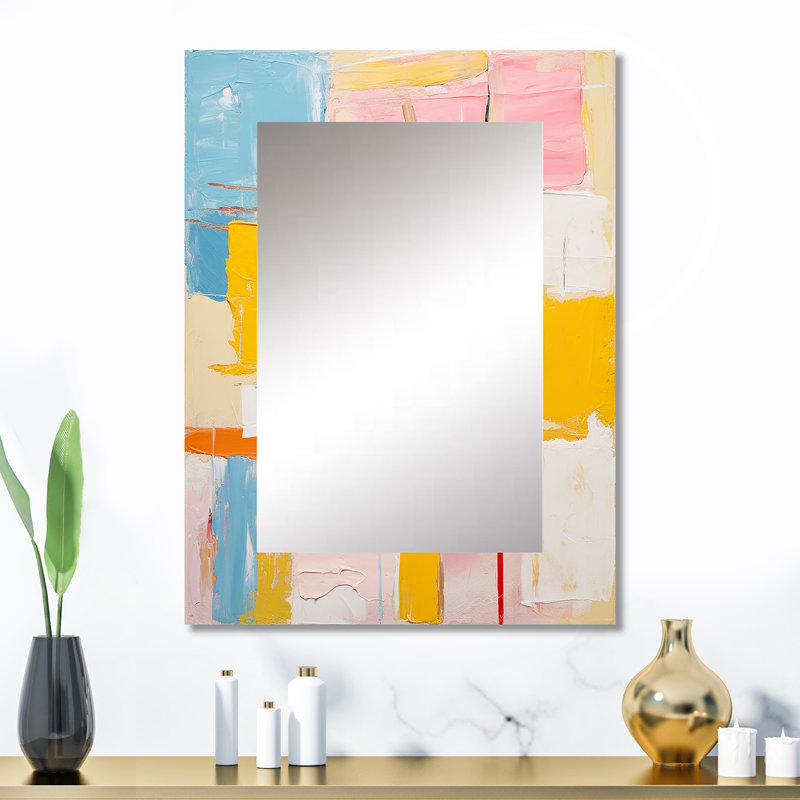 Ephemeral Thoughts Of Colorfields - Abstract Painting Wall Mirror, Modern Decorative Mirror, Printed Metal Art, 32" x 24"