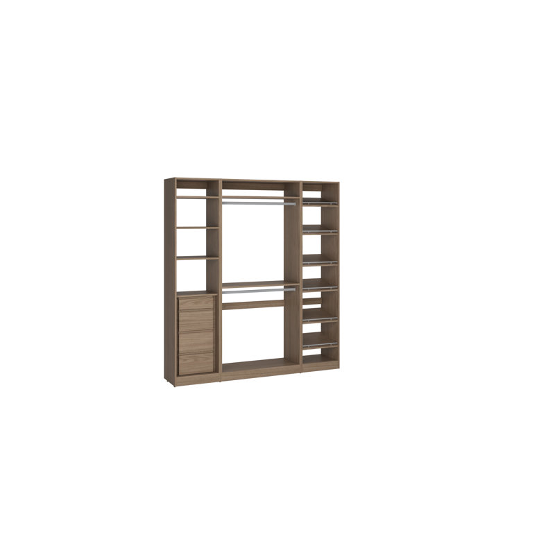 Closet System Reach-In Sets 18/36/18 Inches, 84"H x 72"W x 16"D, Brown
