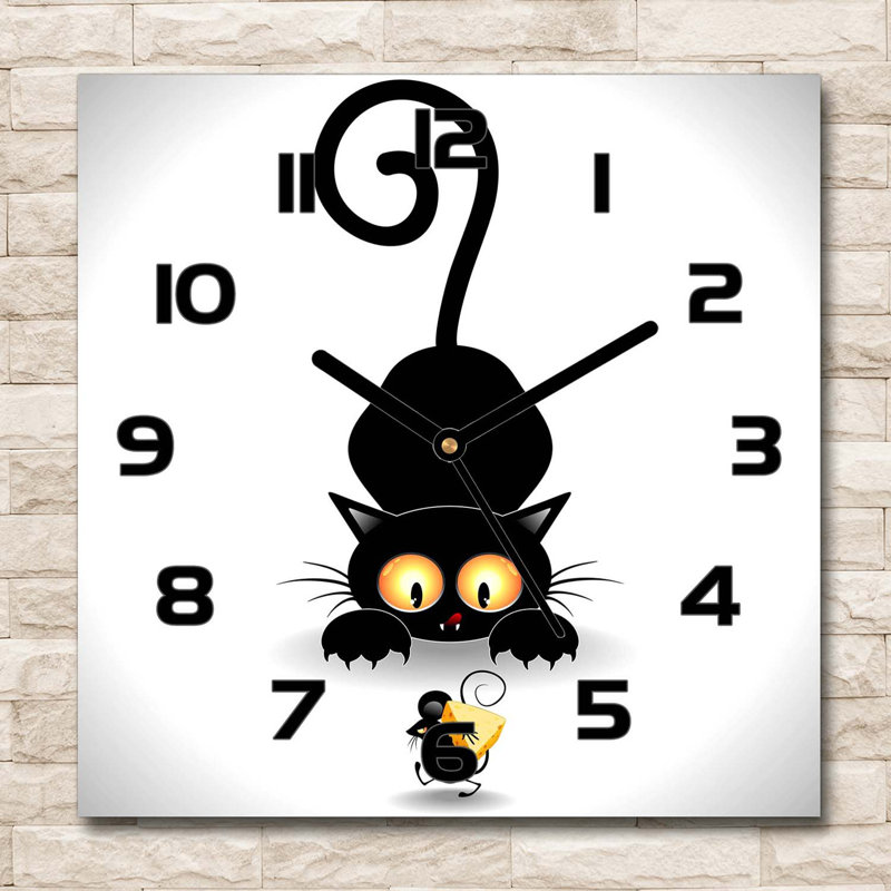 Helse Glass Wall Clock, Black/Black/Yellow