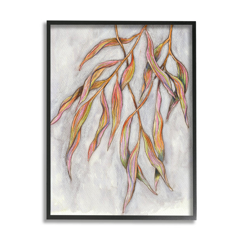 Withering Leaves Botanical Canvas Print with Black Frame