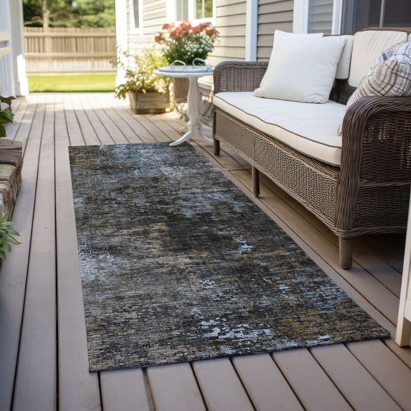 Tapis intérieur / extérieur tissé à la machine Zania, Tapis de couloir 2 pi 3 po x 7 pi 6 po