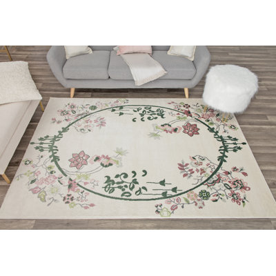 Valentina Floral Cream Magnolia Area Rug