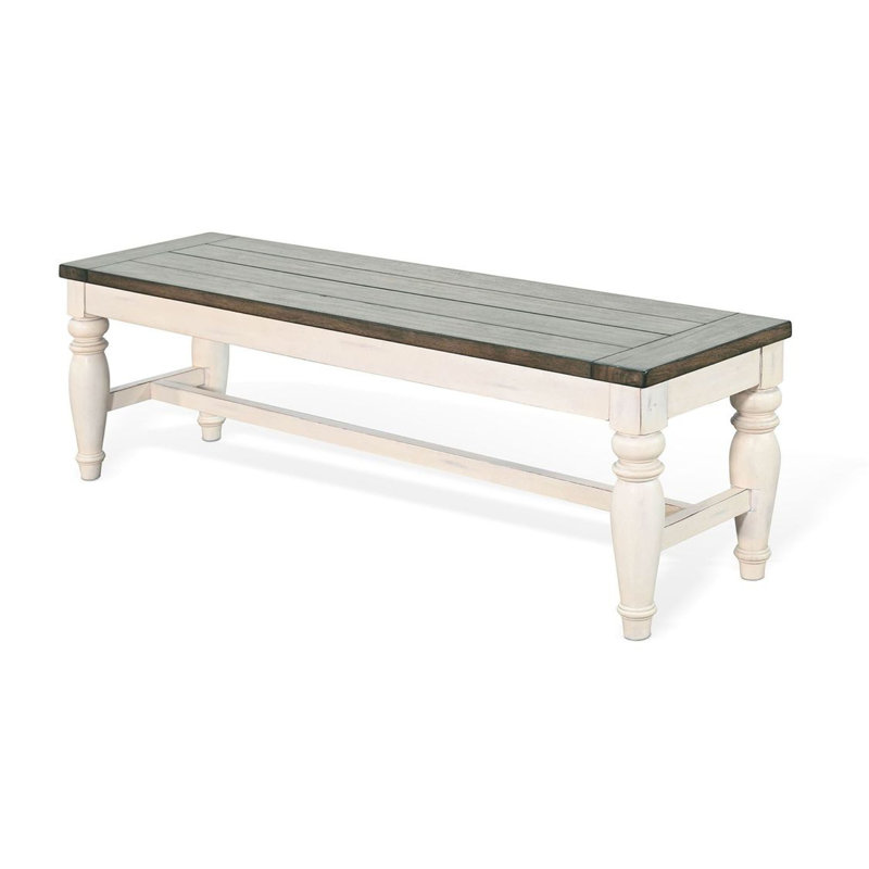 Banc de salle à manger Dean, siège en planche brune de 52 pouces, bois massif blanc