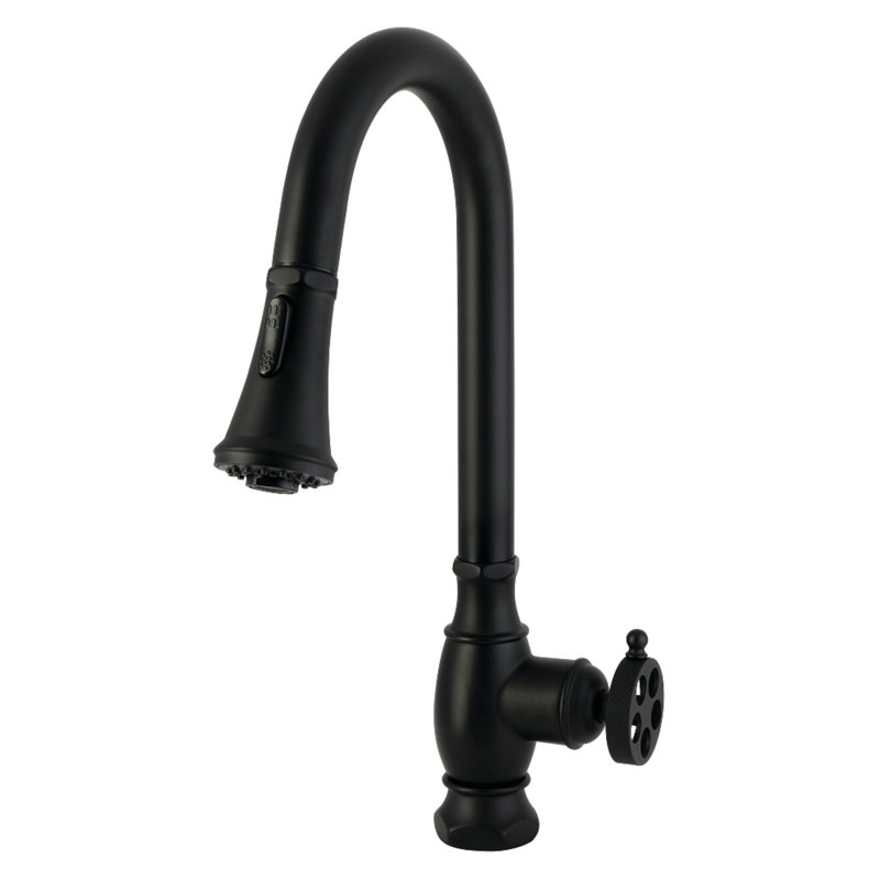 Robinet de cuisine à poignée simple Kingston Brass Wendell, Noir mat