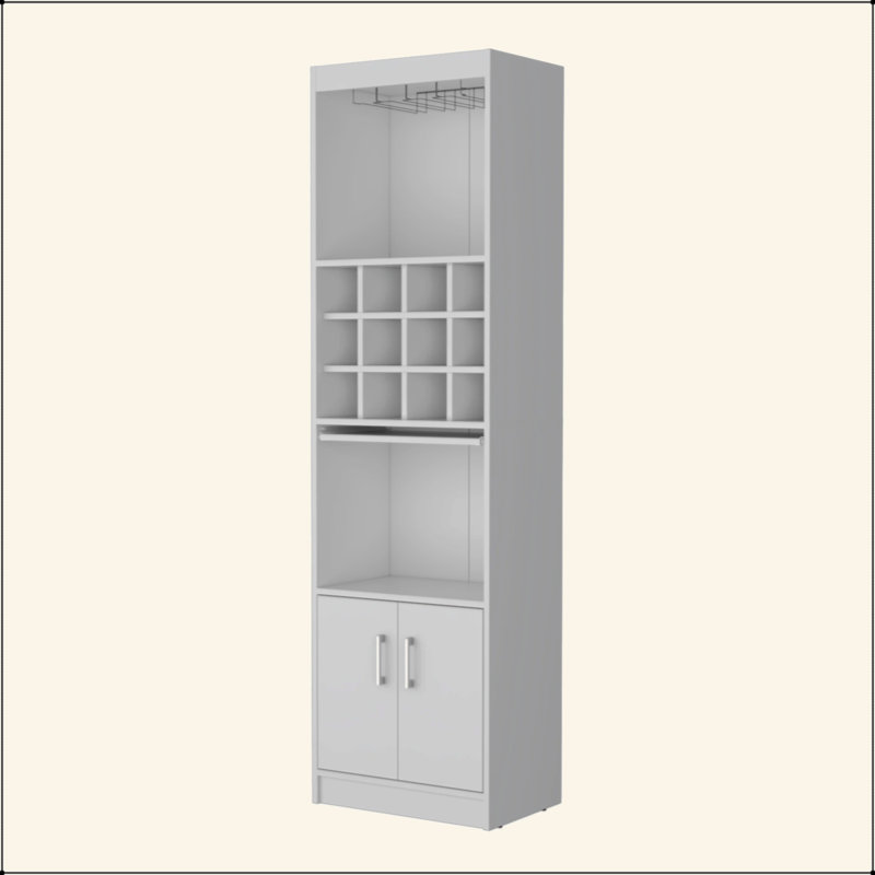 White Bar Cabinet With Wine Storage, White