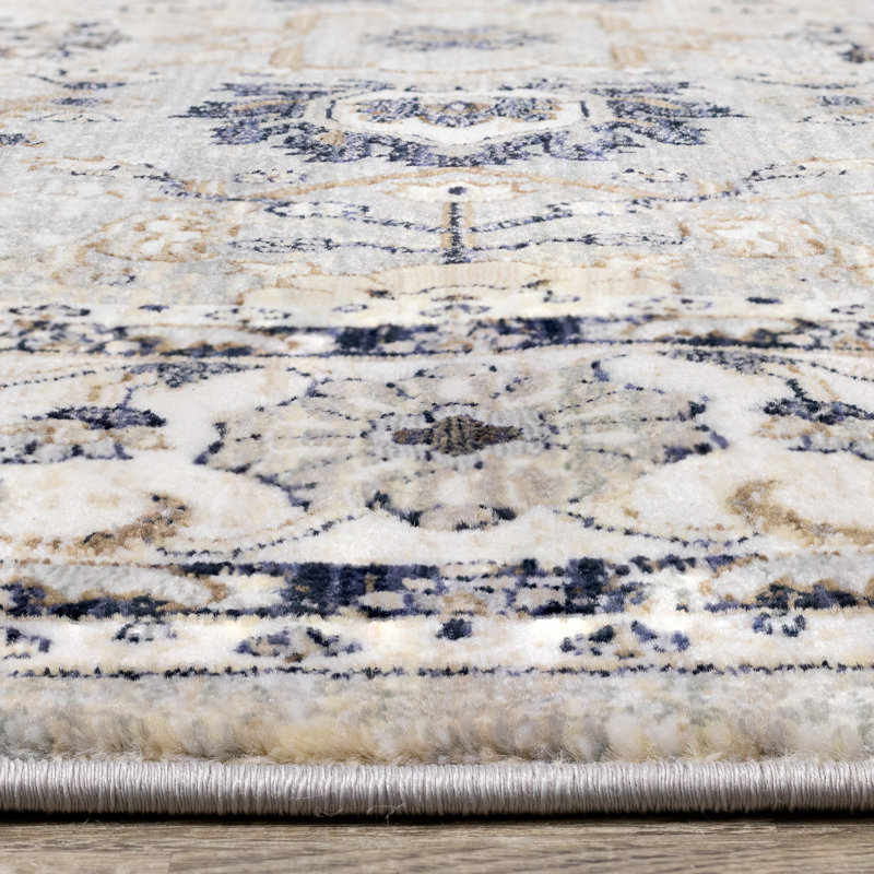 Tapis de couloir 8 pi beige et gris
