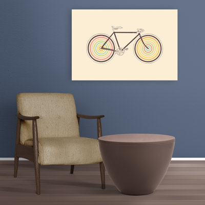 Impression d'art abstrait géométrique coloré sur un vélo rétro coloré
