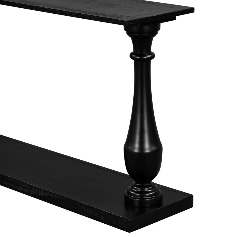 Charming Vintage Sofa Table with Exquisite Design and Double-Layer Storage for Various Rooms, Black