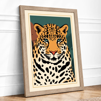 Leopard Portrait Geometric - Framed Print