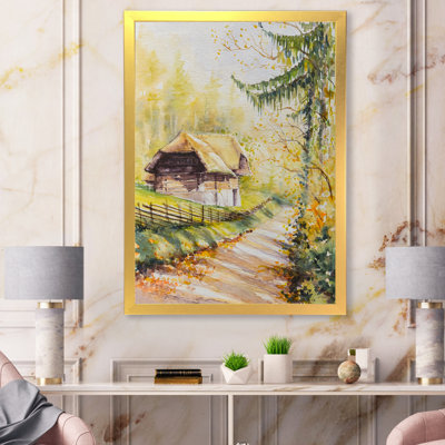 " Countryside With Old House Close To The Road " Painting Print