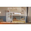 Lit simple avec grands tiroirs de rangement et tableau à griffes, cadre de lit superposé Tree House avec bandes lumineuses colorées et ports de chargement USB, bibliothèque, blanc-739679638