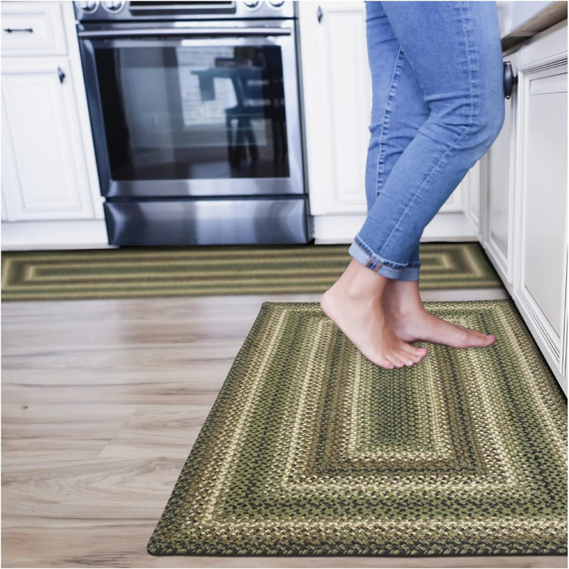 Tapis vert primitif réversible en jute tressé sans perte de poils Damiesha, Rectangulaire 2 pi x 3 pi