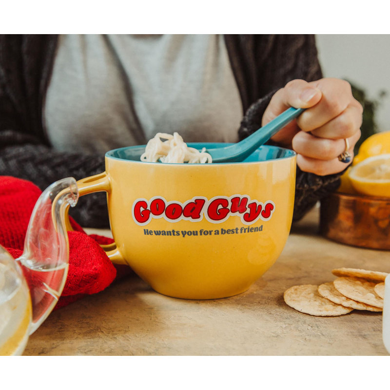 Tasse à soupe en céramique avec cuillère Child's Play Chucky «Good Guys» | Peut contenir 24 onces