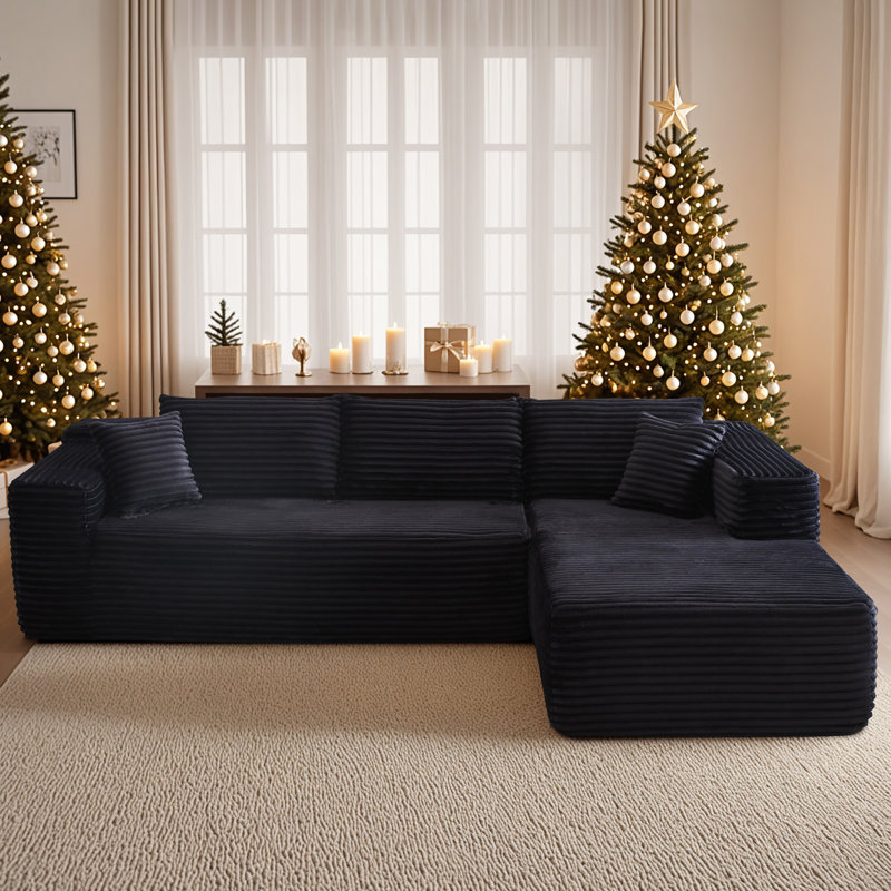Canapé modulaire 2 pièces Rita, Orienté à droite, 100 % polyester noir