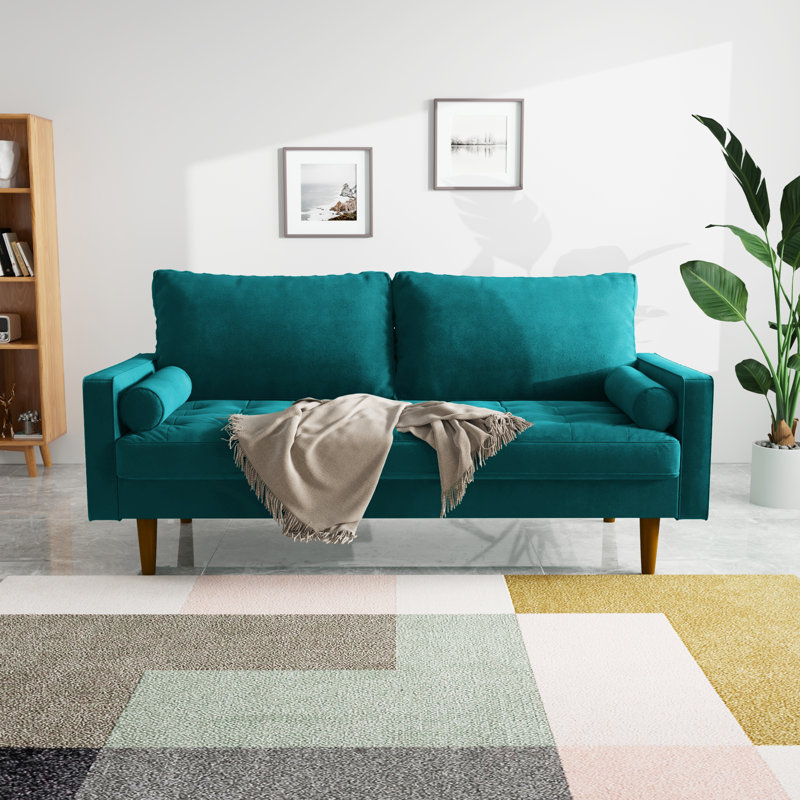 Mauck Modern Sofa,70 Inch Velvet Couch for Living Room,Spring Cushions,Solid Wood Frame,Easy Assembly for Small Spaces