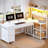 L Shaped Gaming Desk, 47.2" Reversible Small Computer Desk With 5 Drawers And Storage Shelves, Corner Gaming Desk With Led Lights And Power Outlet-1050588230