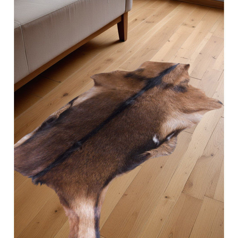 Tapis en veau / microsuède tricolore 2 pi x 3 pi contemporain - Tapis