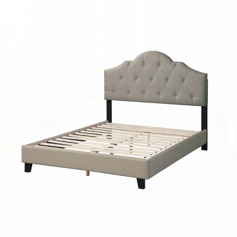 Lit tapissier contemporain en lin avec tête de lit réglable, Grand