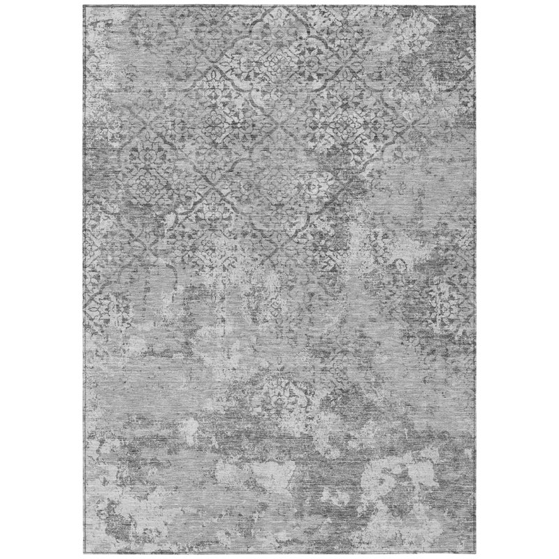 Tapis extérieur lavable floral anthracite 8 pi x 10 pi