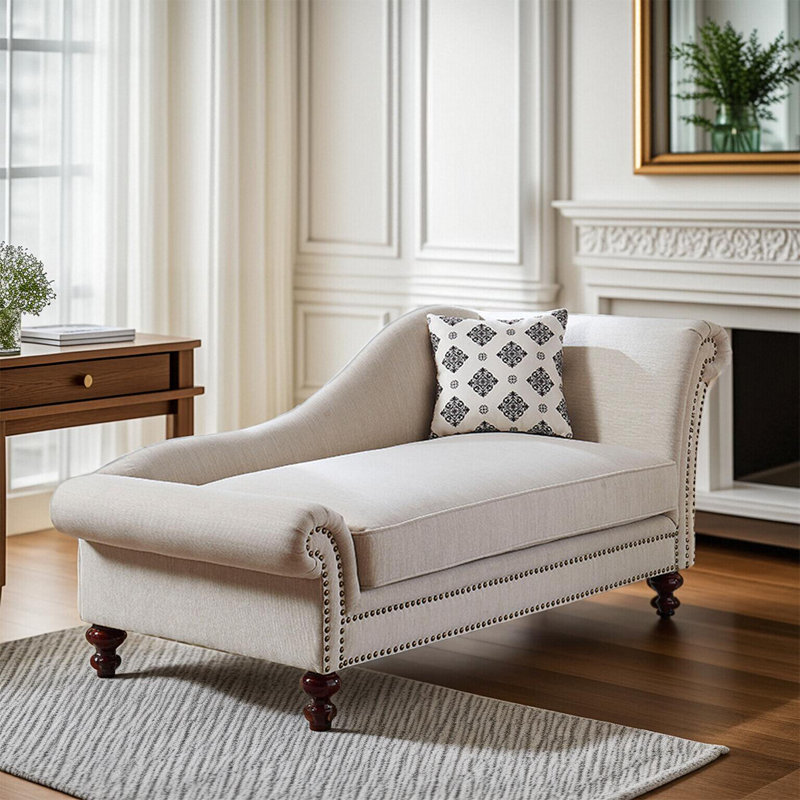 Fauteuil de princesse en velours de bois massif beige de style américain 67,72 po