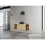 Meuble-lavabo mural 54 po avec lavabo d'art en céramique et 2 tablettes de rangement, 2 portes à fermeture douce, contreplaqué