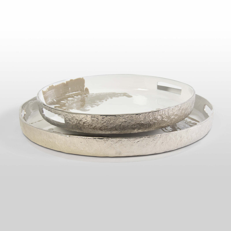 Petit plateau de service rond Dansbury, H 2,25 po x l 16 po x P 16 po