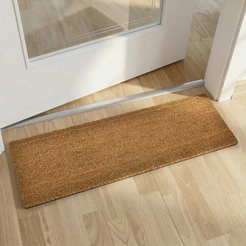 Tapis d'extérieur en fibre de coco Shelter, Naturel, Rectangulaire 0 pi 10 po x 2 pi 6 po