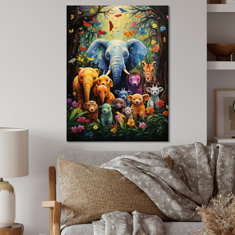 «Blue Animal Playground Nursery I», art mural en métal, H 20 po x l 12 po x P 1 po