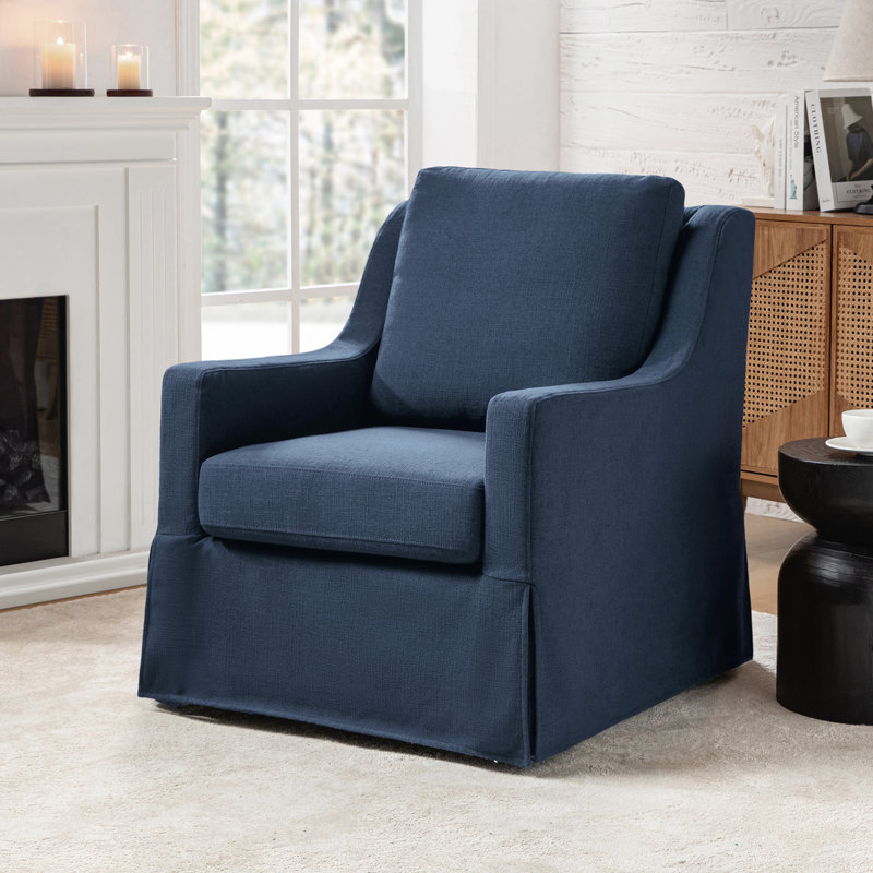 Fauteuil pivotant avec housse l 29,5 po Wimberly, Polyester bleu marine