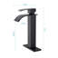 Robinet de salle de bain à poignée simple en acier inoxydable noir mat de haute qualité, bonde escamotable pour éviers sans trop-plein, débit stable, installation simple