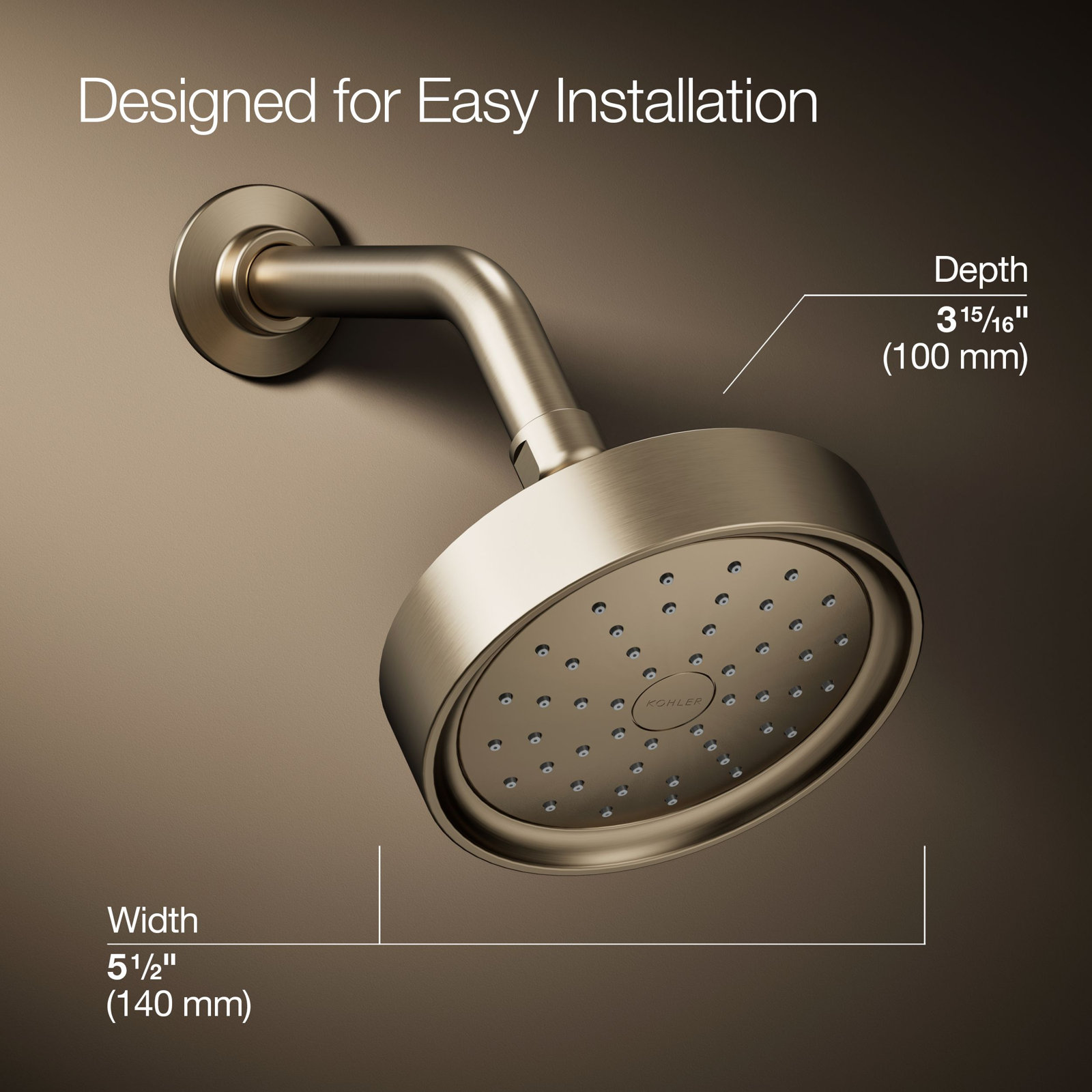Purist 2.5 GPM Fixed Shower Head, Vibrant Brushed Bronze