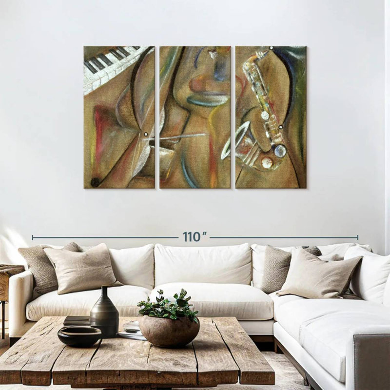 Abarca Burlap Sax, 48" H x 74" W