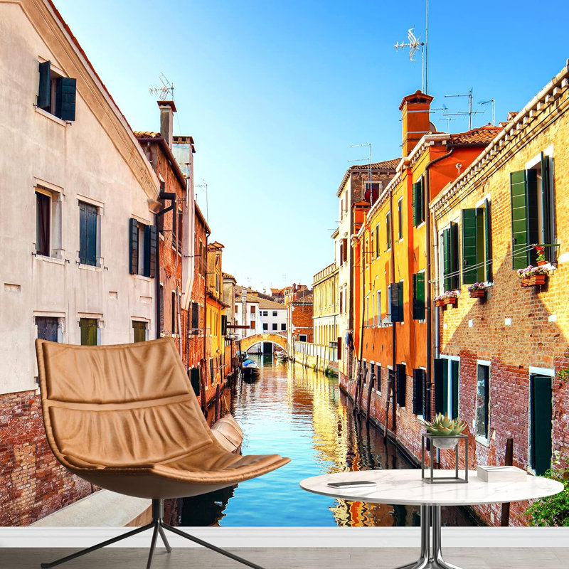 Multicolore, Venise, Italie, canal, paysage urbain, point de repère, photographie, paysage décoratif, L 100 po x l 144 po