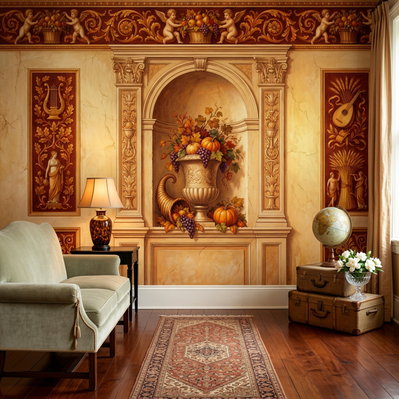 Décoration murale classique de style romain classique, 200 po x 120 po, Non tissé