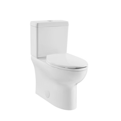 ELLAI Elongated Two-Piece Toilet with Comfortable Chair Seat Height ADA 17" and soft-closing seat, Dual Power Flush Toilet 1.1/1.6 GPF, 12' Rough In, Top Chrome Button, White
